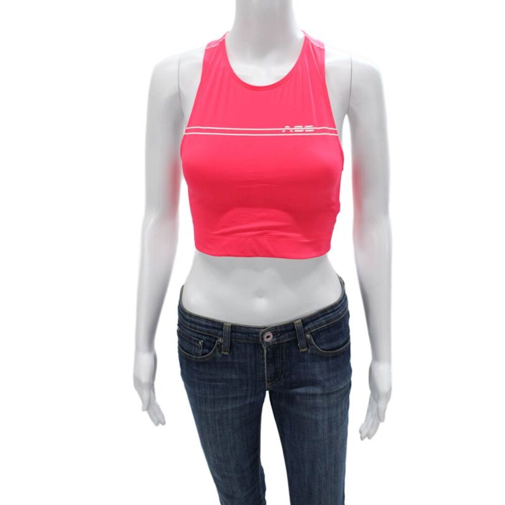 Adam Selman Women's High Neck Racerback Sport Bra Pink Size S